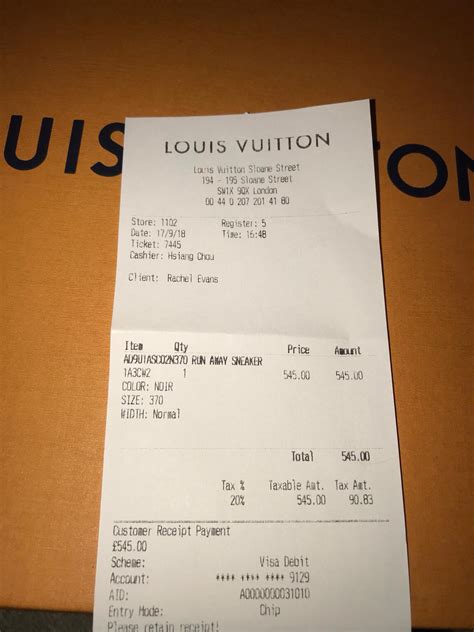 false louis vuitton receipt.